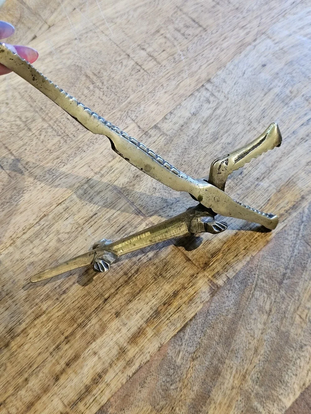 Vintage Brass Alligator Nut Cracker